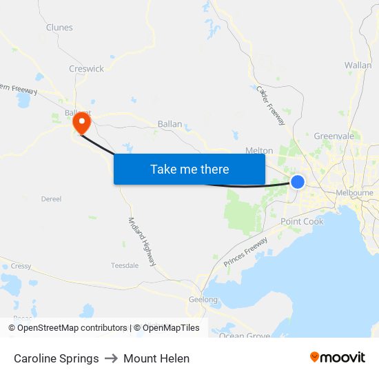 Caroline Springs to Mount Helen map