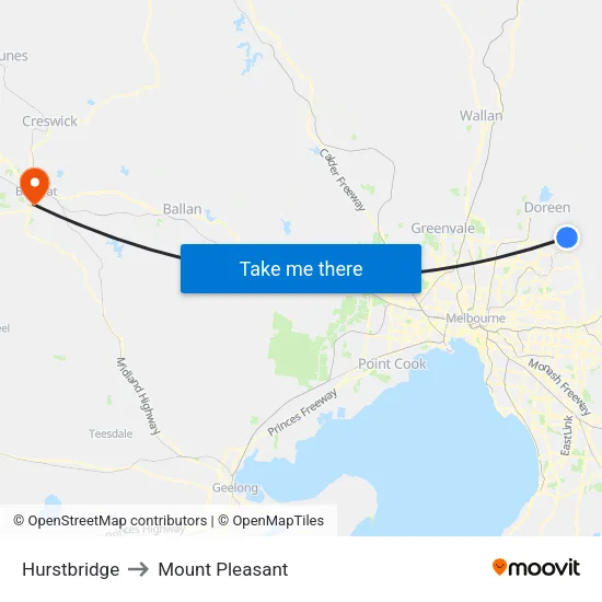 Hurstbridge to Mount Pleasant map