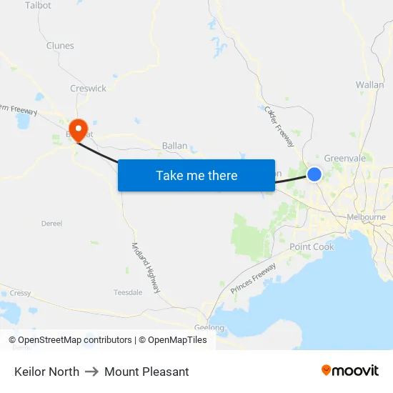 Keilor North to Mount Pleasant map