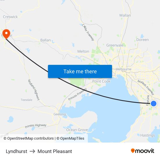 Lyndhurst to Mount Pleasant map