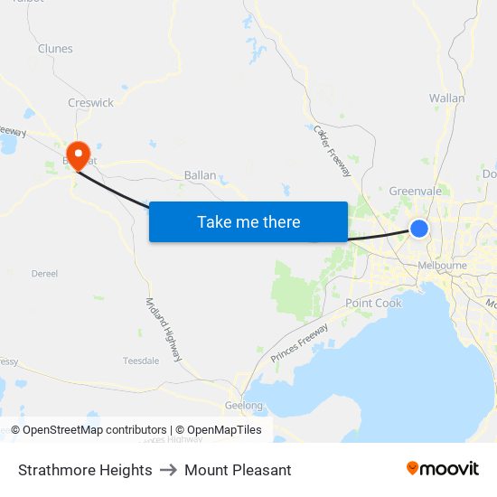 Strathmore Heights to Mount Pleasant map