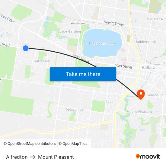 Alfredton to Mount Pleasant map