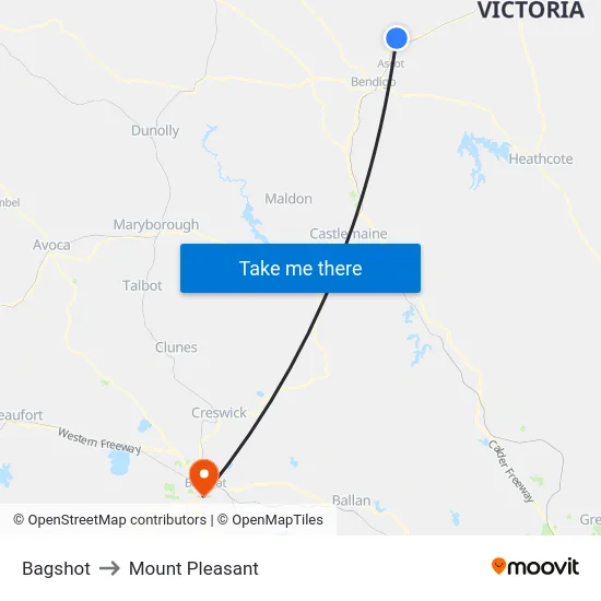 Bagshot to Mount Pleasant map