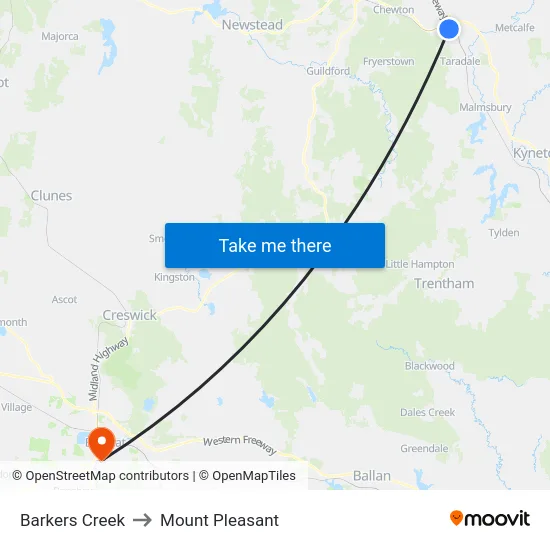 Barkers Creek to Mount Pleasant map