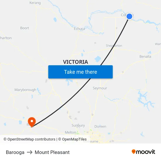 Barooga to Mount Pleasant map
