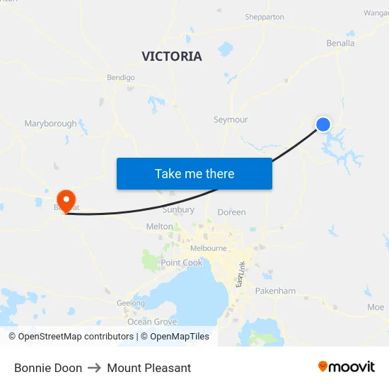 Bonnie Doon to Mount Pleasant map