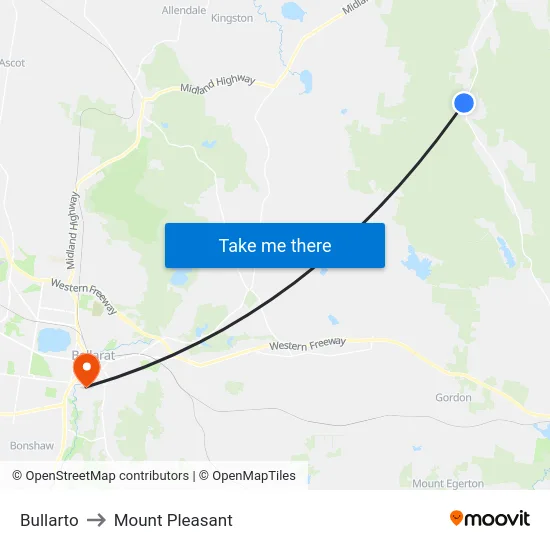 Bullarto to Mount Pleasant map