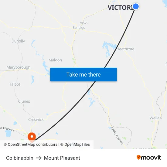 Colbinabbin to Mount Pleasant map