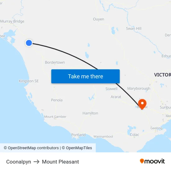 Coonalpyn to Mount Pleasant map