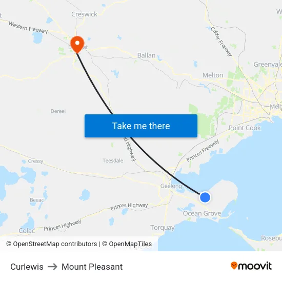 Curlewis to Mount Pleasant map