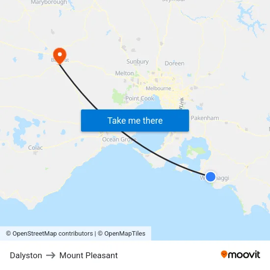 Dalyston to Mount Pleasant map