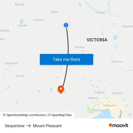 Serpentine to Mount Pleasant map