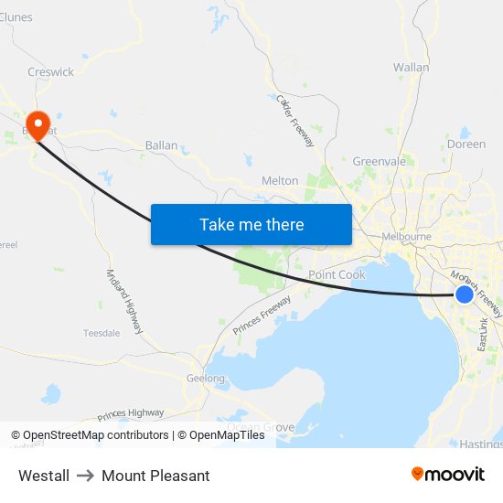 Westall to Mount Pleasant map