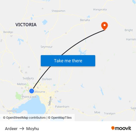 Ardeer to Moyhu map