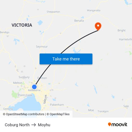 Coburg North to Moyhu map