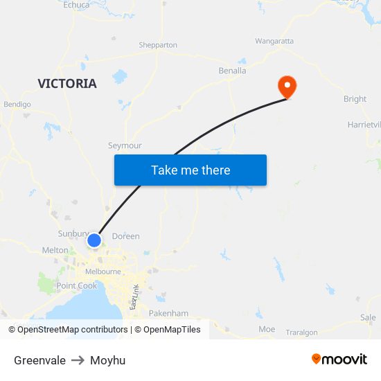 Greenvale to Moyhu map