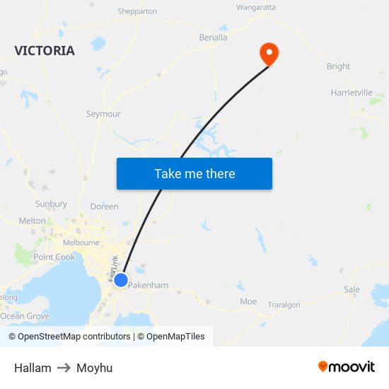 Hallam to Moyhu map