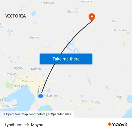 Lyndhurst to Moyhu map