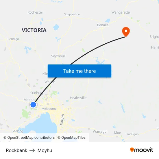 Rockbank to Moyhu map