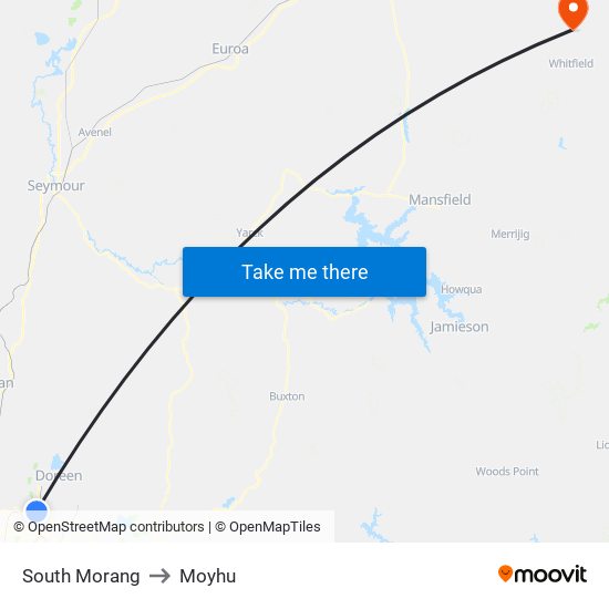 South Morang to Moyhu map