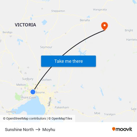 Sunshine North to Moyhu map