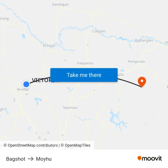 Bagshot to Moyhu map