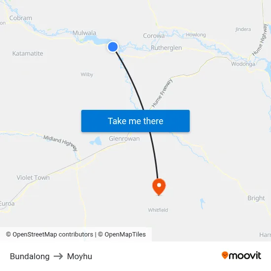 Bundalong to Moyhu map