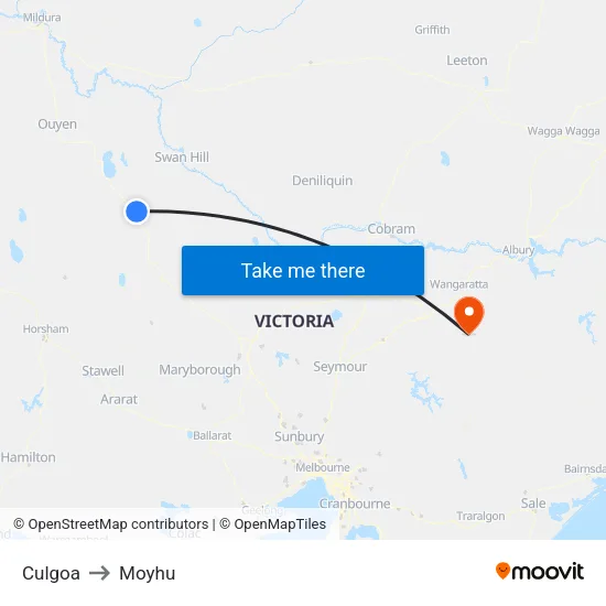 Culgoa to Moyhu map