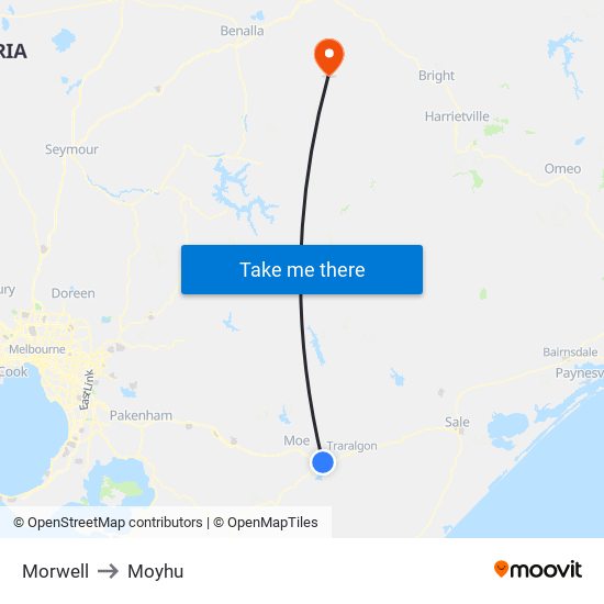 Morwell to Moyhu map