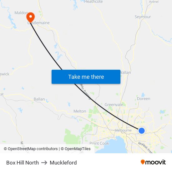 Box Hill North to Muckleford map