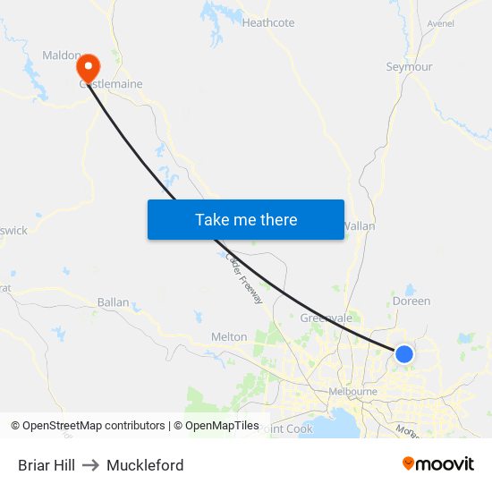 Briar Hill to Muckleford map