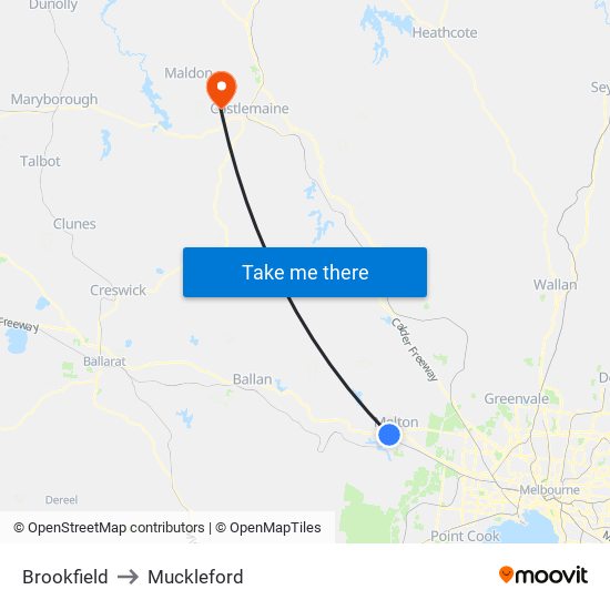 Brookfield to Muckleford map