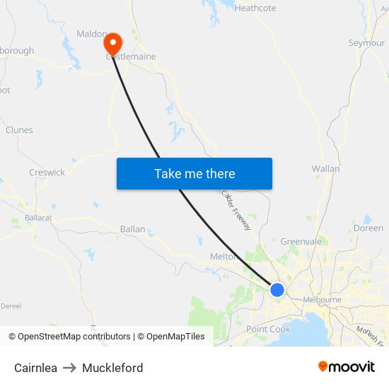 Cairnlea to Muckleford map