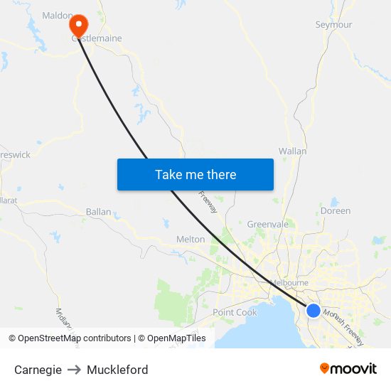 Carnegie to Muckleford map