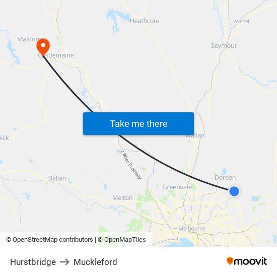 Hurstbridge to Muckleford map