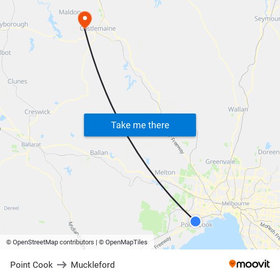 Point Cook to Muckleford map