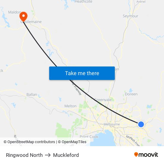 Ringwood North to Muckleford map