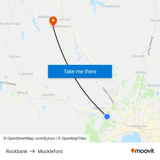 Rockbank to Muckleford map