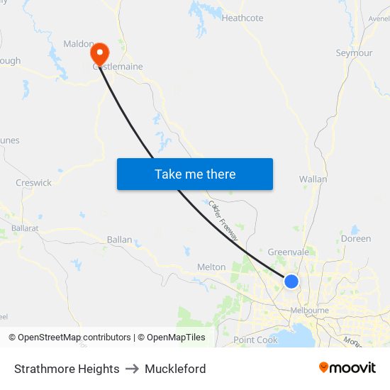 Strathmore Heights to Muckleford map