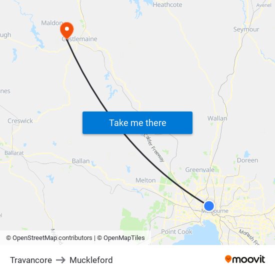 Travancore to Muckleford map