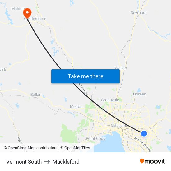 Vermont South to Muckleford map