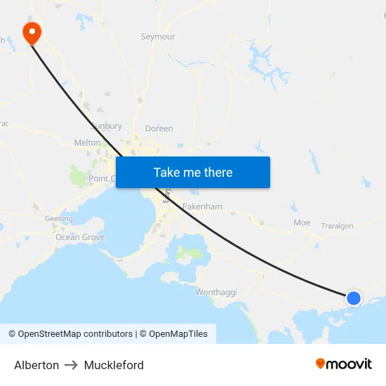 Alberton to Muckleford map