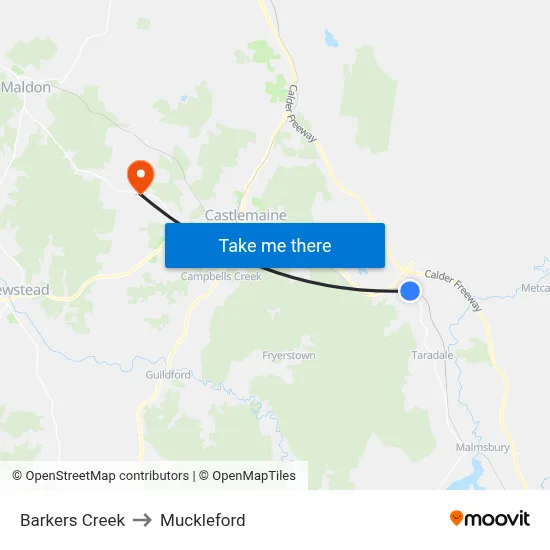 Barkers Creek to Muckleford map