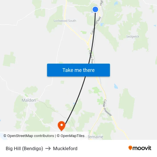 Big Hill (Bendigo) to Muckleford map