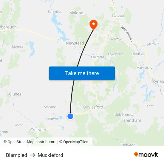 Blampied to Muckleford map