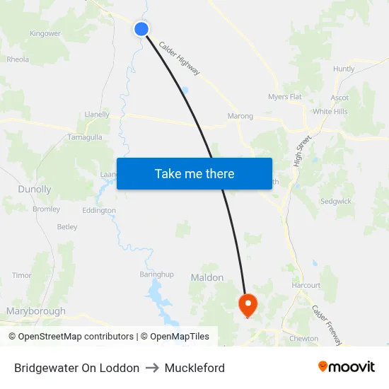 Bridgewater On Loddon to Muckleford map