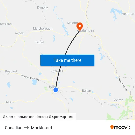Canadian to Muckleford map
