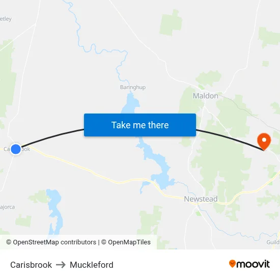 Carisbrook to Muckleford map