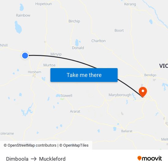 Dimboola to Muckleford map