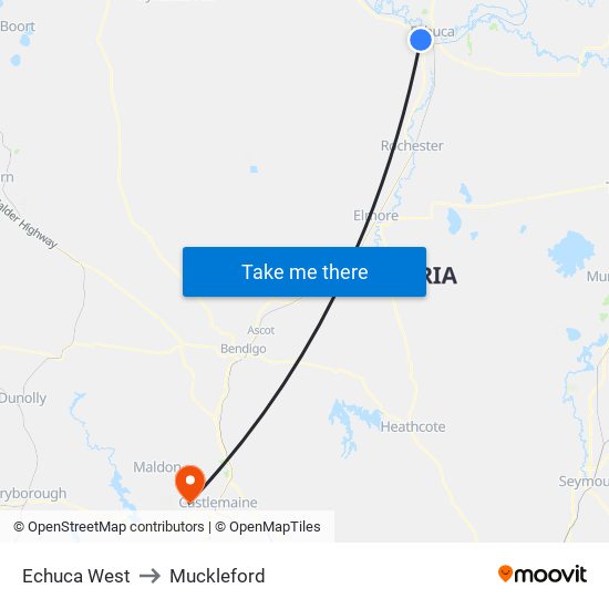 Echuca West to Muckleford map